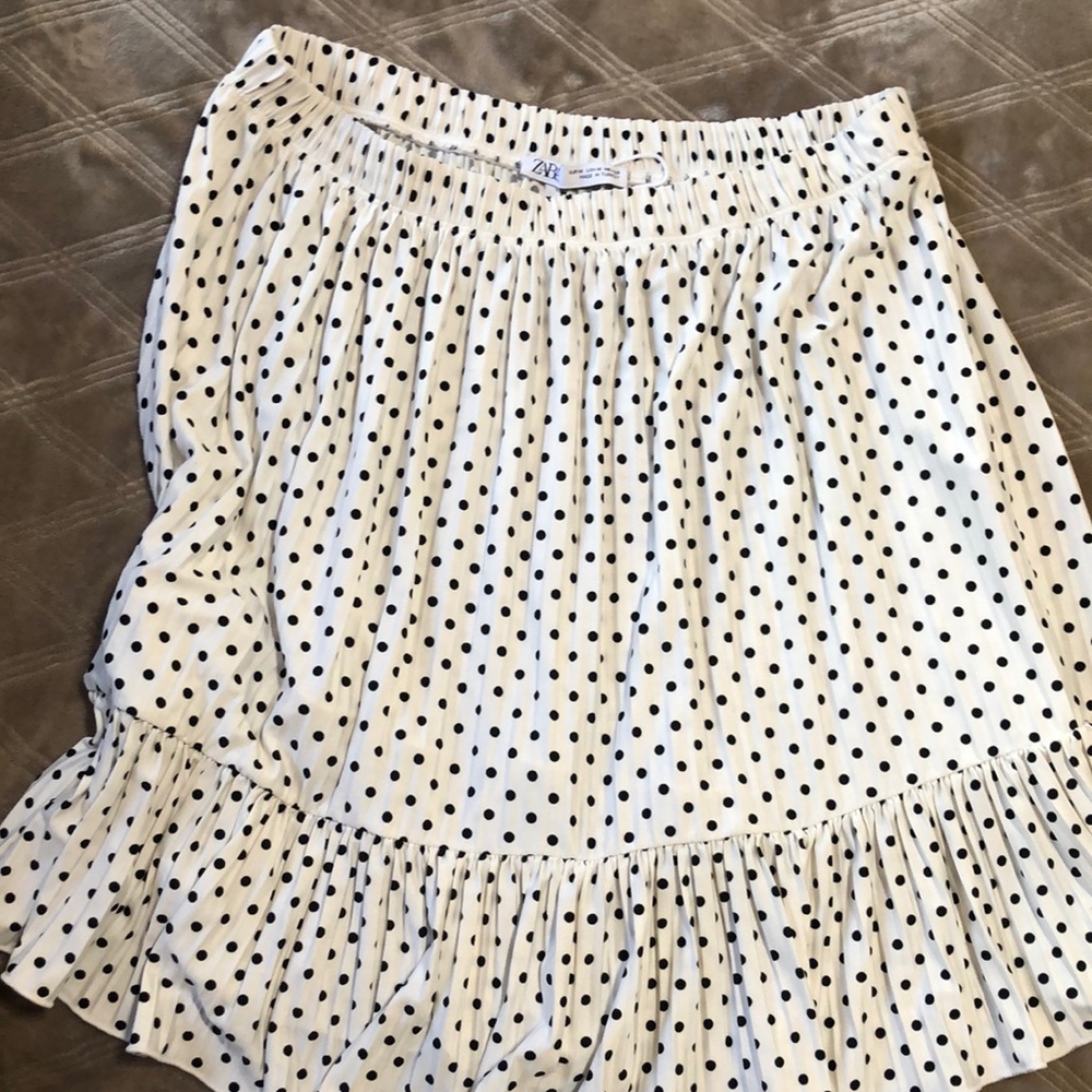 Zara white polkadot skirt
